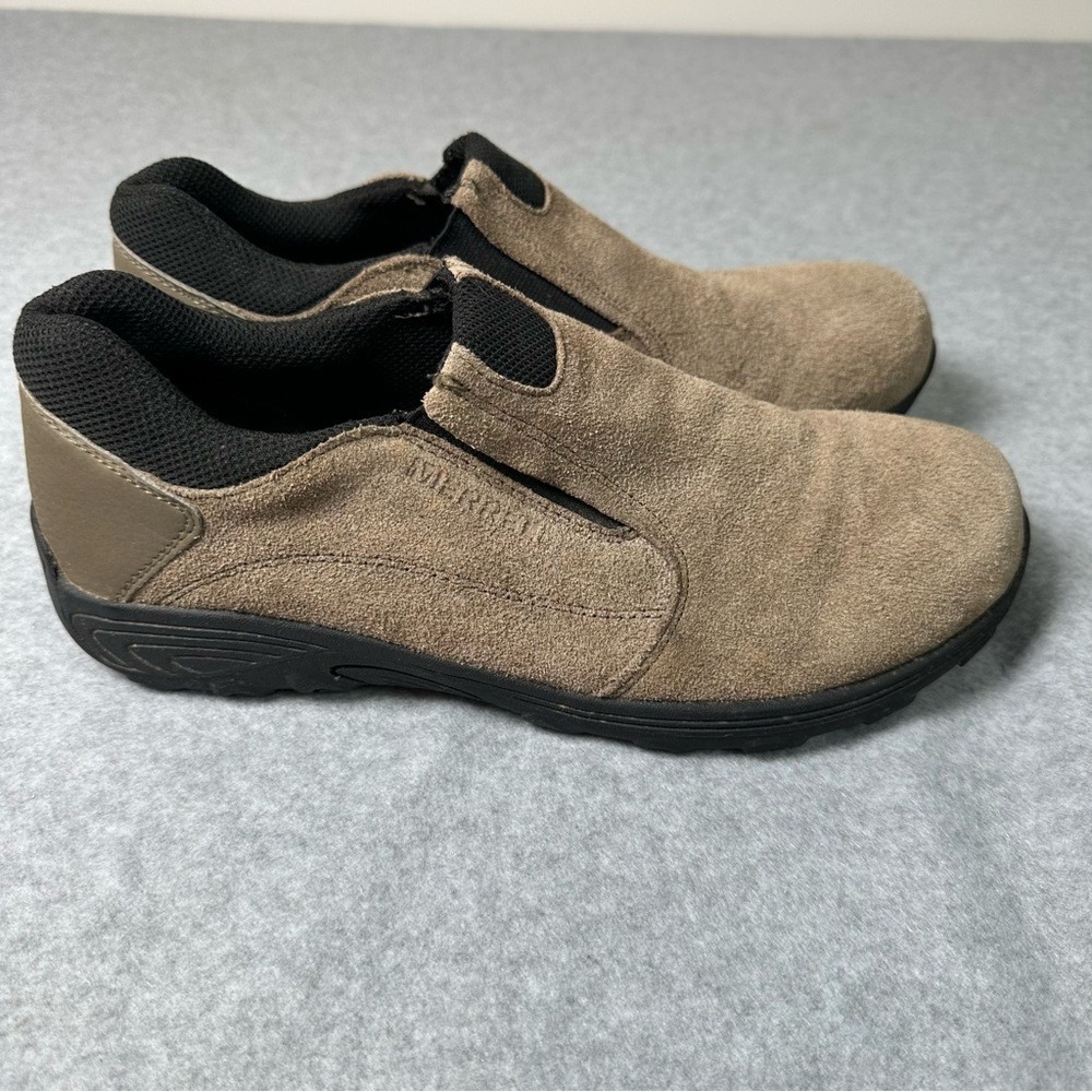 Merrell Jungle Moc Mens Taupe Suede Slip On Hiking Shoes Loafers Missing Insoles - Picture 3 of 9
